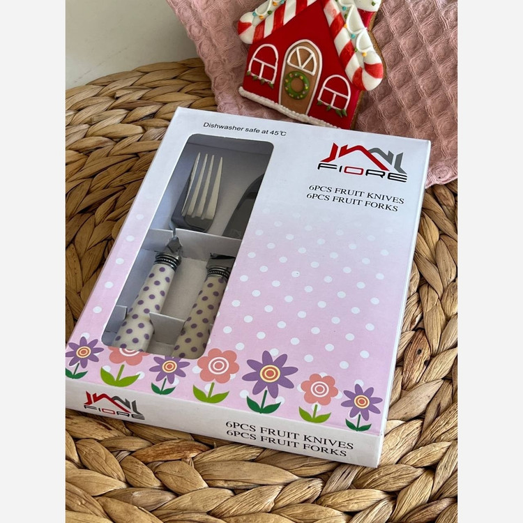 کارد و چنگال میوه خوری Fiore مدل خال خالی