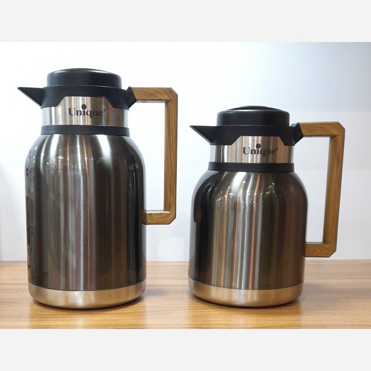فلاسک چای 1و 1.5 و 2 لیتر داخل استیل دسته چوبی یونیک