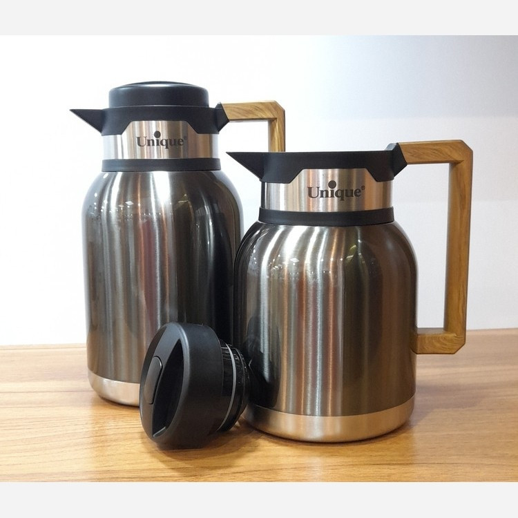 فلاسک چای 1و 1.5 و 2 لیتر داخل استیل دسته چوبی یونیک