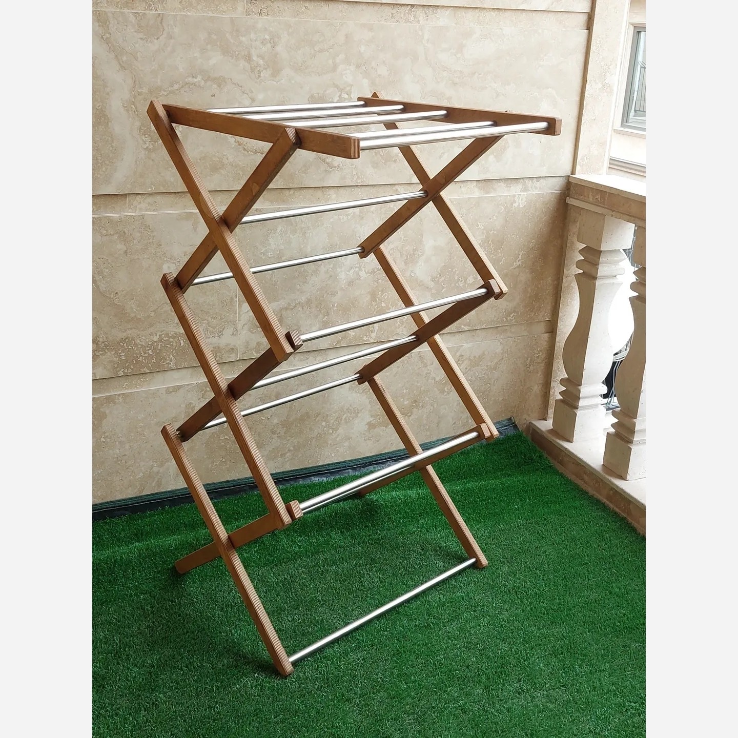 بند رخت آکاردئونی چوبی تاشو امبیکو (Embico)