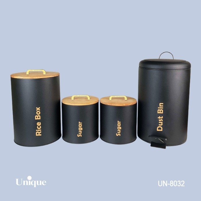 ست 4 پارچه مشکی مات درب بامبو یونیک کد UN-8032